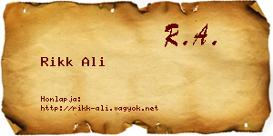 Rikk Ali névjegykártya